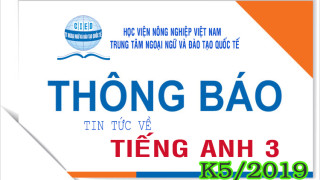 THÔNG BÁO DSSV THI TA3 TĂNG CƯỜNG KHÓA 5/2019